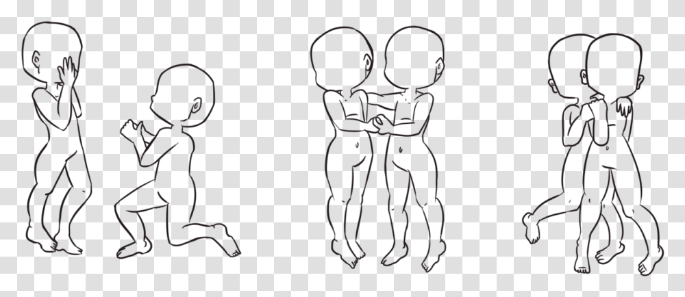 Anime Couple Valentines Day Lineart Chibi Body Couple Base, Stencil, Alien, Back Transparent Png