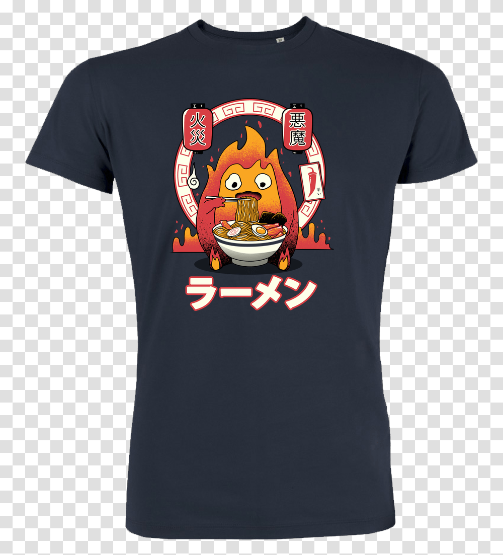 Anime Demon Calcifer Totoro Ramen, Apparel, T-Shirt, Person Transparent Png