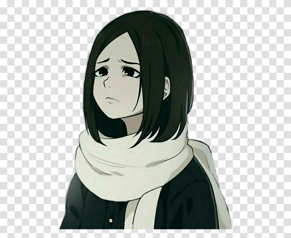 Anime Depressed Sad Cartoon Girl, Person, Helmet, Clothing, Book Transparent Png