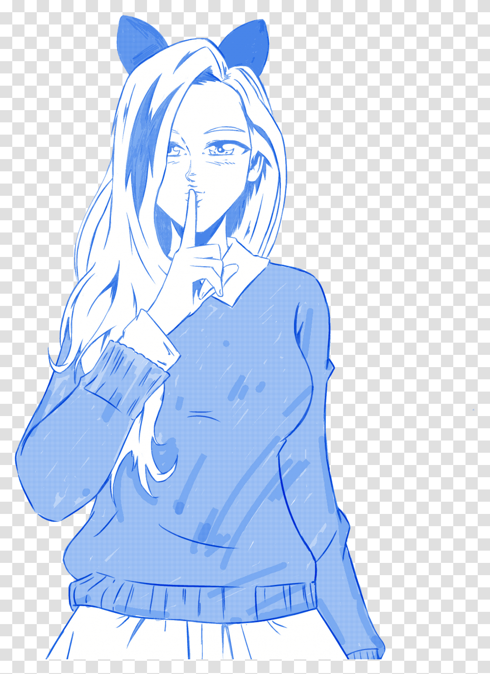 Anime Digital Sketch, Person, Long Sleeve Transparent Png