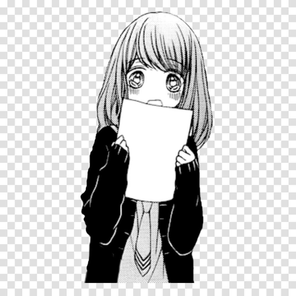 Anime Female Manga Freetoedit Sticker By Mitza Anime Girl Black And White, Person, Human, Comics, Book Transparent Png