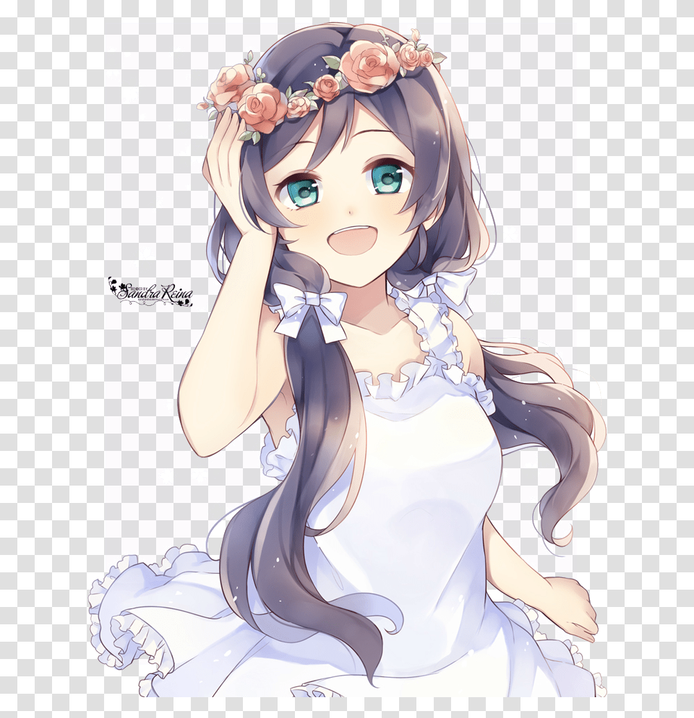 Anime Flower Crown Girl Download, Comics, Book, Manga, Person Transparent Png