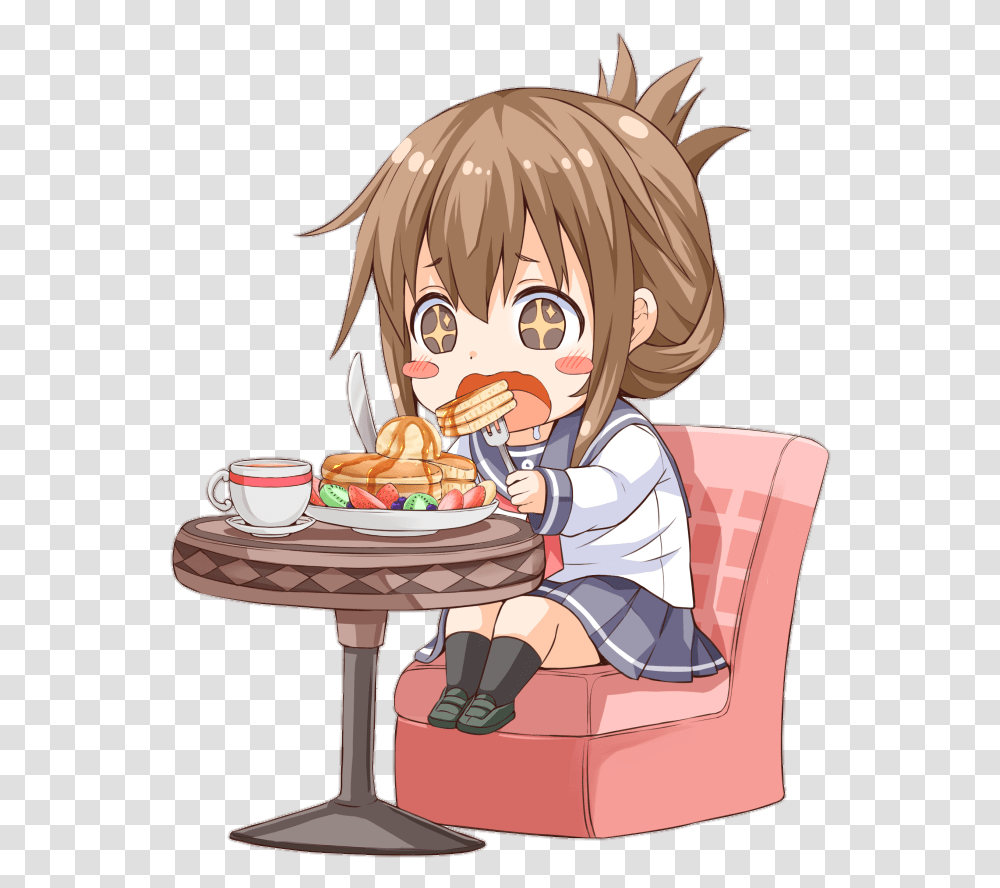 Anime Food Anime Girl Eating Food, Person, Dating, Meal, Manga Transparent Png