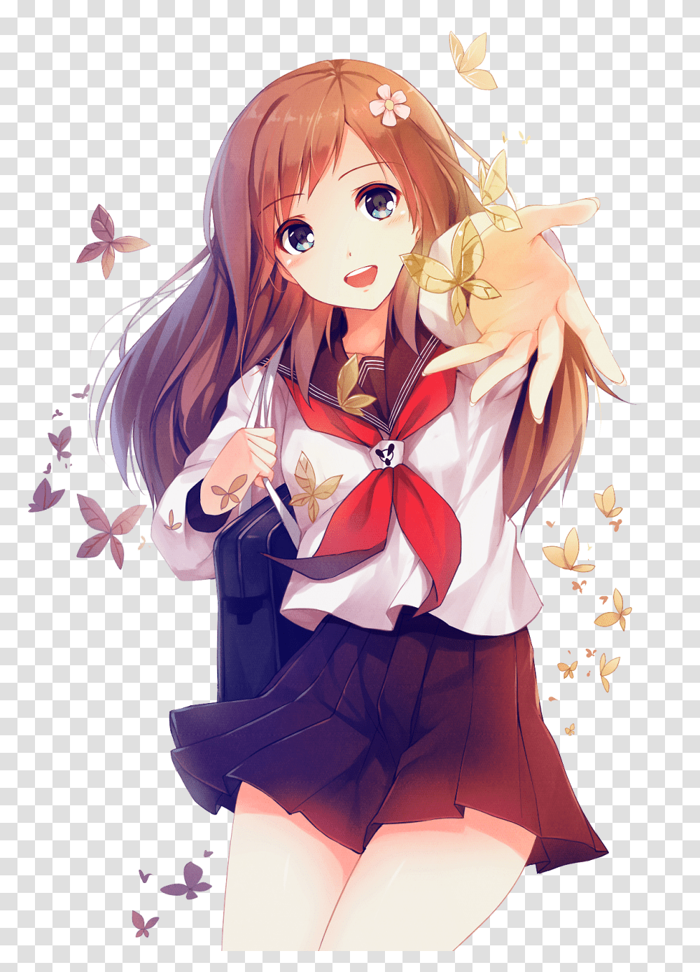 Anime Girl Anime Girl School Uniform, Manga, Comics, Book, Clothing Transparent Png