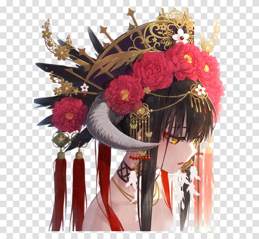 Anime Girl Animegirl Roses Demons Girlflower Anime Character With Flowers, Plant, Flower Bouquet, Flower Arrangement Transparent Png