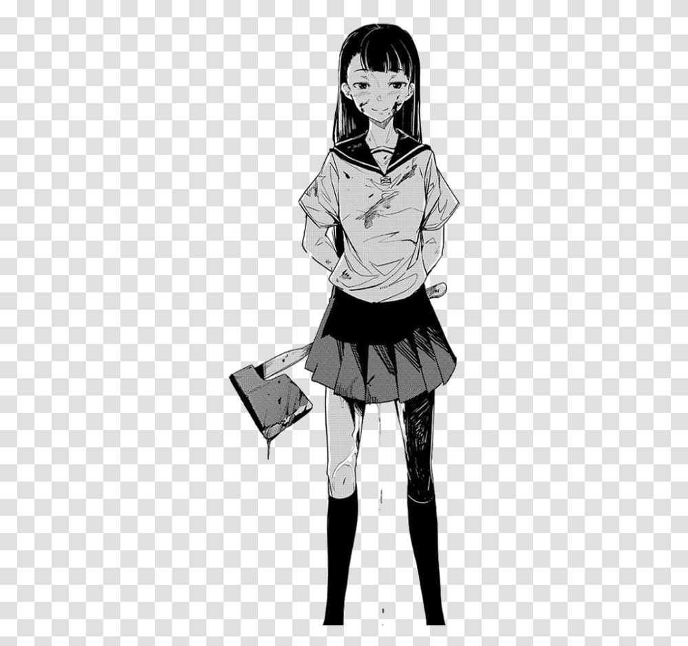 Anime Girl Black And White Blood, Manga, Comics, Book, Person Transparent Png