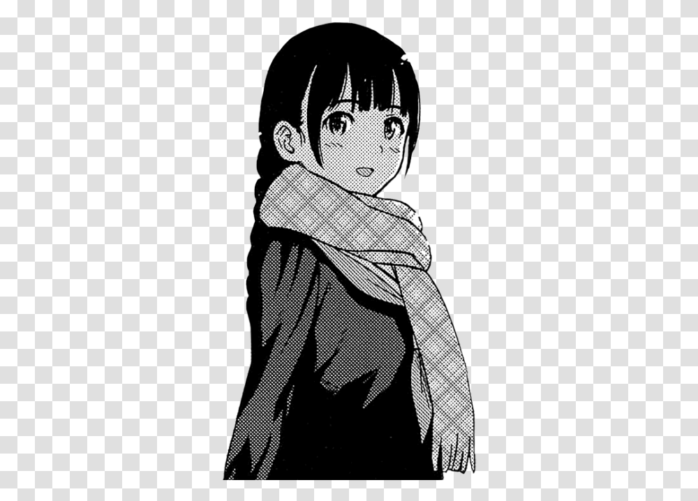 Anime Girl Black And White, Person, Drawing, Comics Transparent Png