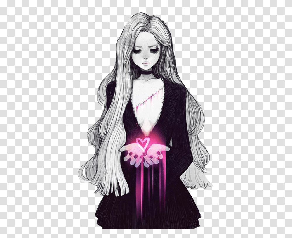 Anime Girl Broken Heart, Person, Drawing, Book Transparent Png