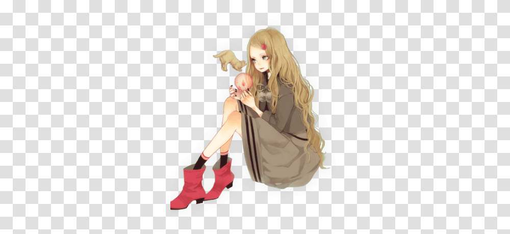 Anime Girl Cat Playing Sitting Dress Shoes Drawing Cute, Clothing, Costume, Person, Cloak Transparent Png