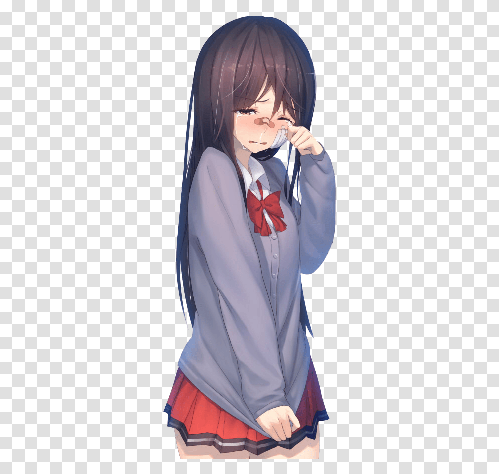 Anime Girl Cry Posted By Christopher Mercado Crying Anime Girl, Clothing, Sleeve, Long Sleeve, Robe Transparent Png