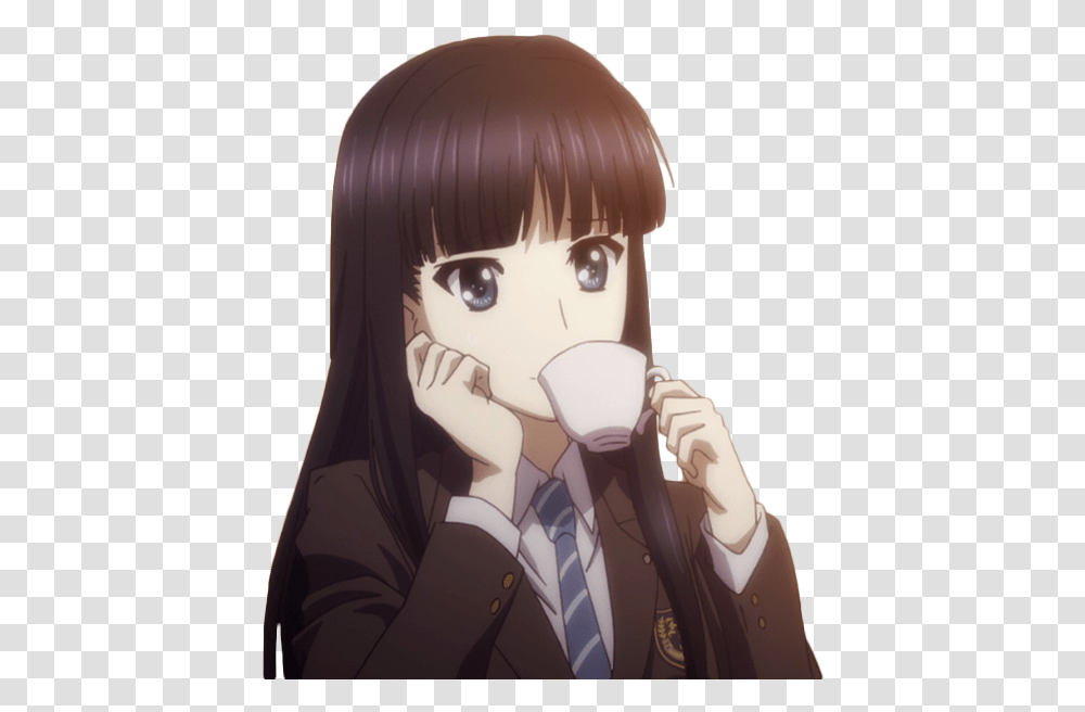 Anime Girl Drinking Tea, Tie, Accessories, Accessory, Manga Transparent Png