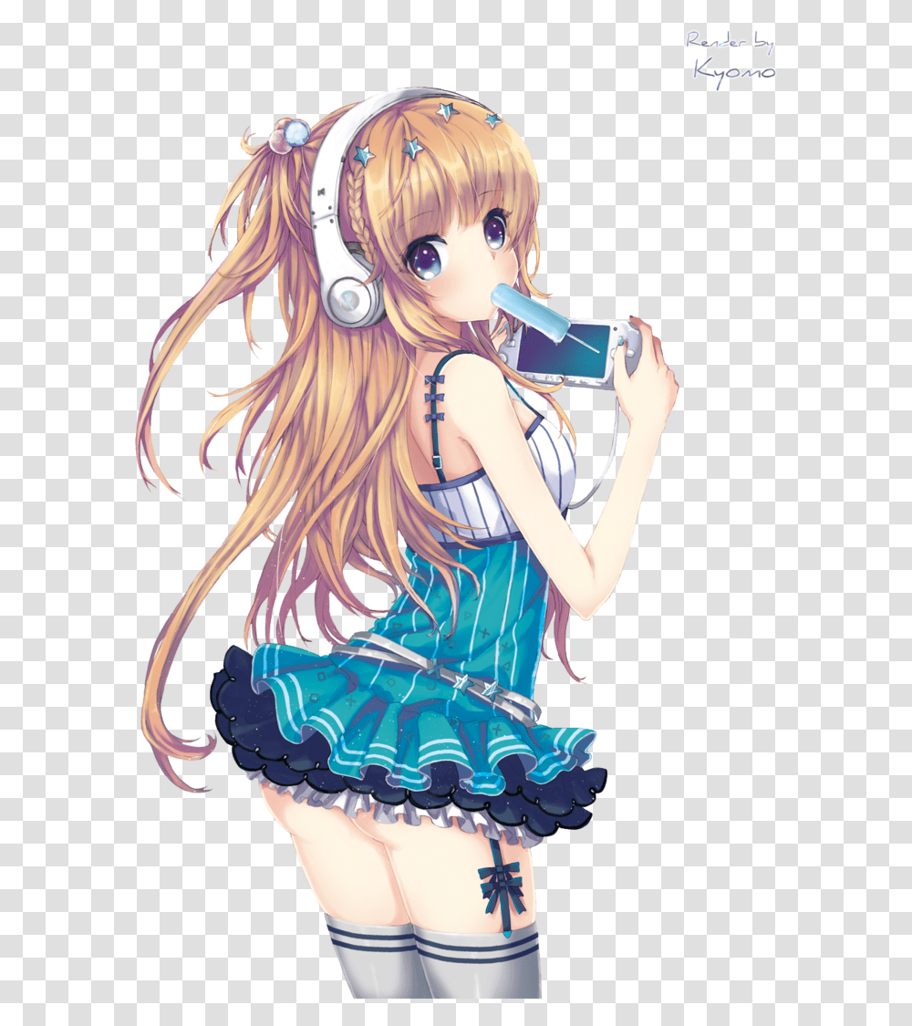 Anime Girl Eating A Popsicle, Manga, Comics, Book, Person Transparent Png