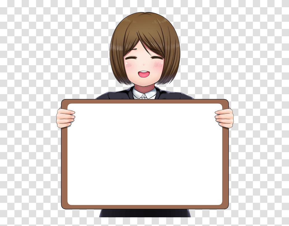 Anime Girl Face Cute Anime Girl, White Board, Person, Human Transparent Png