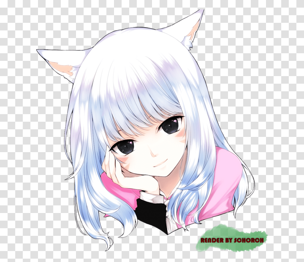 Anime Girl Gray Hair Neko, Manga, Comics, Book, Person Transparent Png