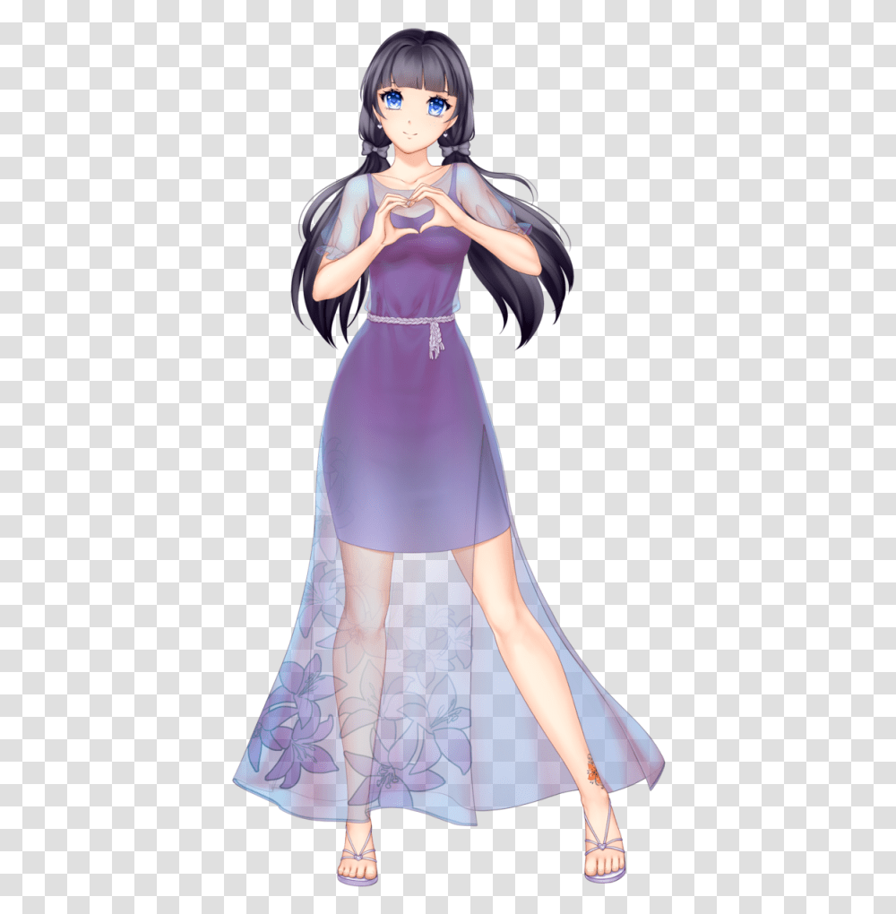 Anime Girl Hair Anime Girl With Black Hair Long Hair Beautiful Anime Anime Girl, Clothing, Doll, Evening Dress, Robe Transparent Png