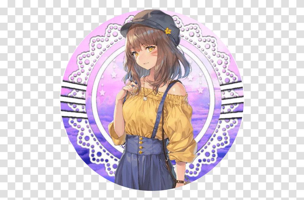 Anime Girl Icon Iconframe Iconbase Sticker By U203f Brown Haired Girl Anime Cute, Clothing, Costume, Person, Meal Transparent Png