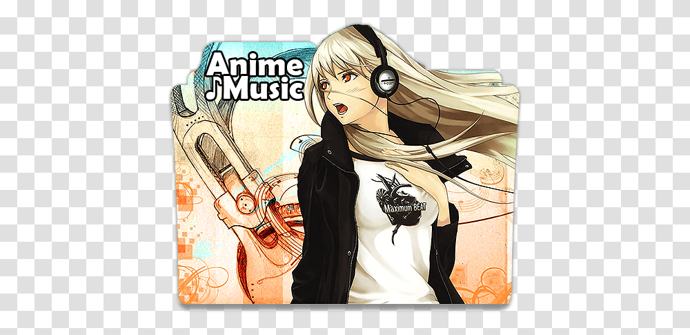Anime Girl Music Icon Background Free Anime Music Folder Icon, Comics, Book, Manga, Person Transparent Png
