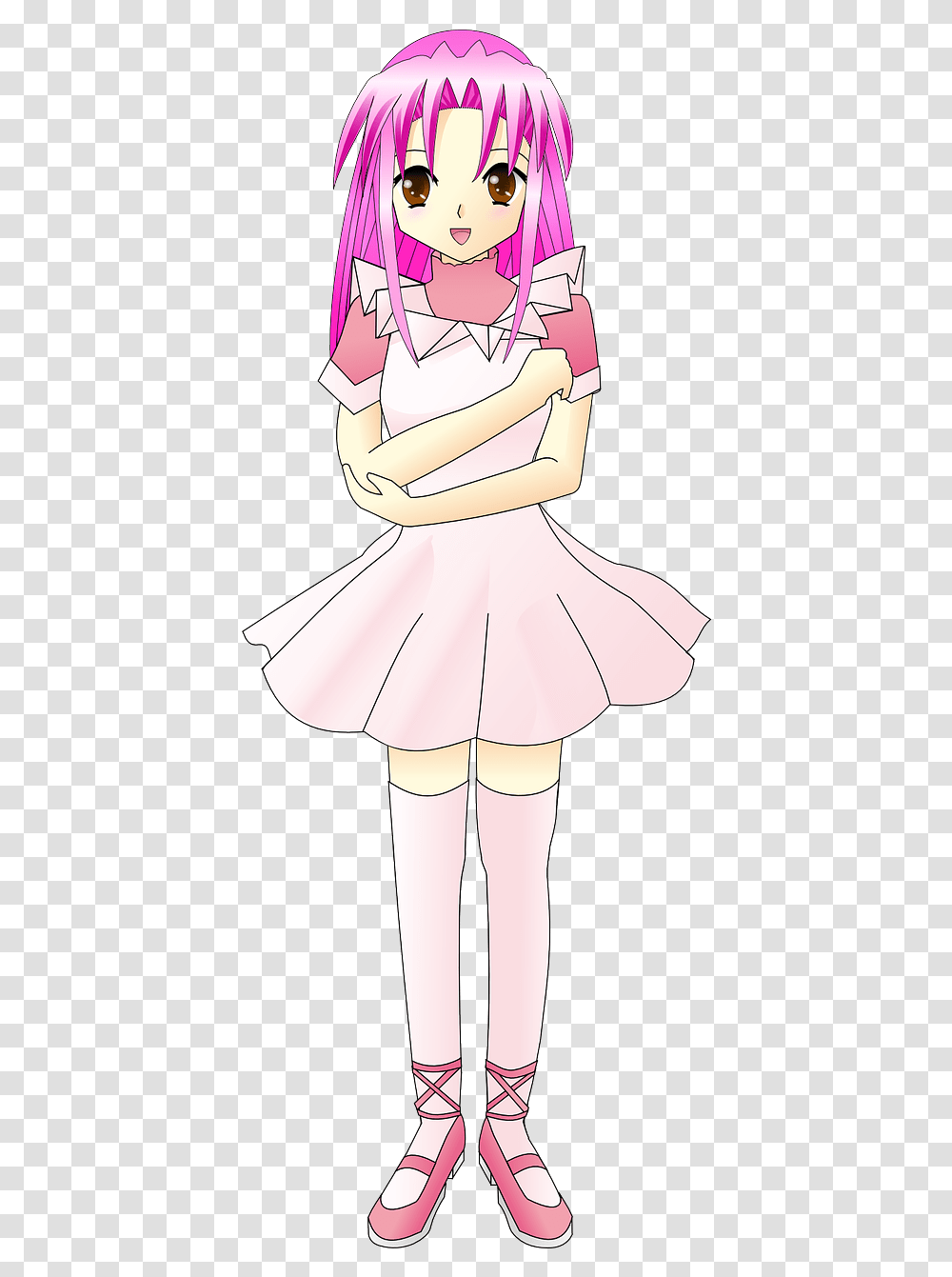 Anime Girl Pink Free Vector Graphic On Pixabay Annamae Girls With Pink Hair, Dress, Clothing, Apparel, Female Transparent Png