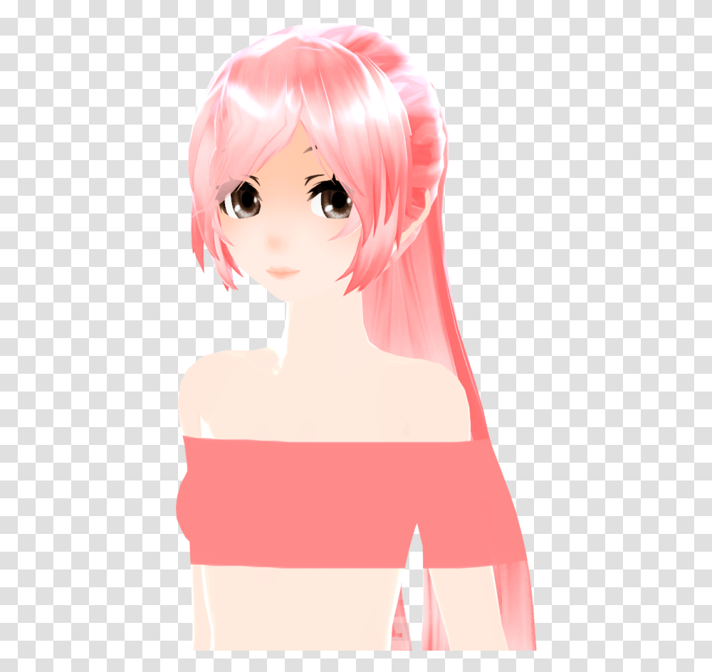 Anime Girl Pink Hair Ponytail, Doll, Toy, Manga, Comics Transparent Png