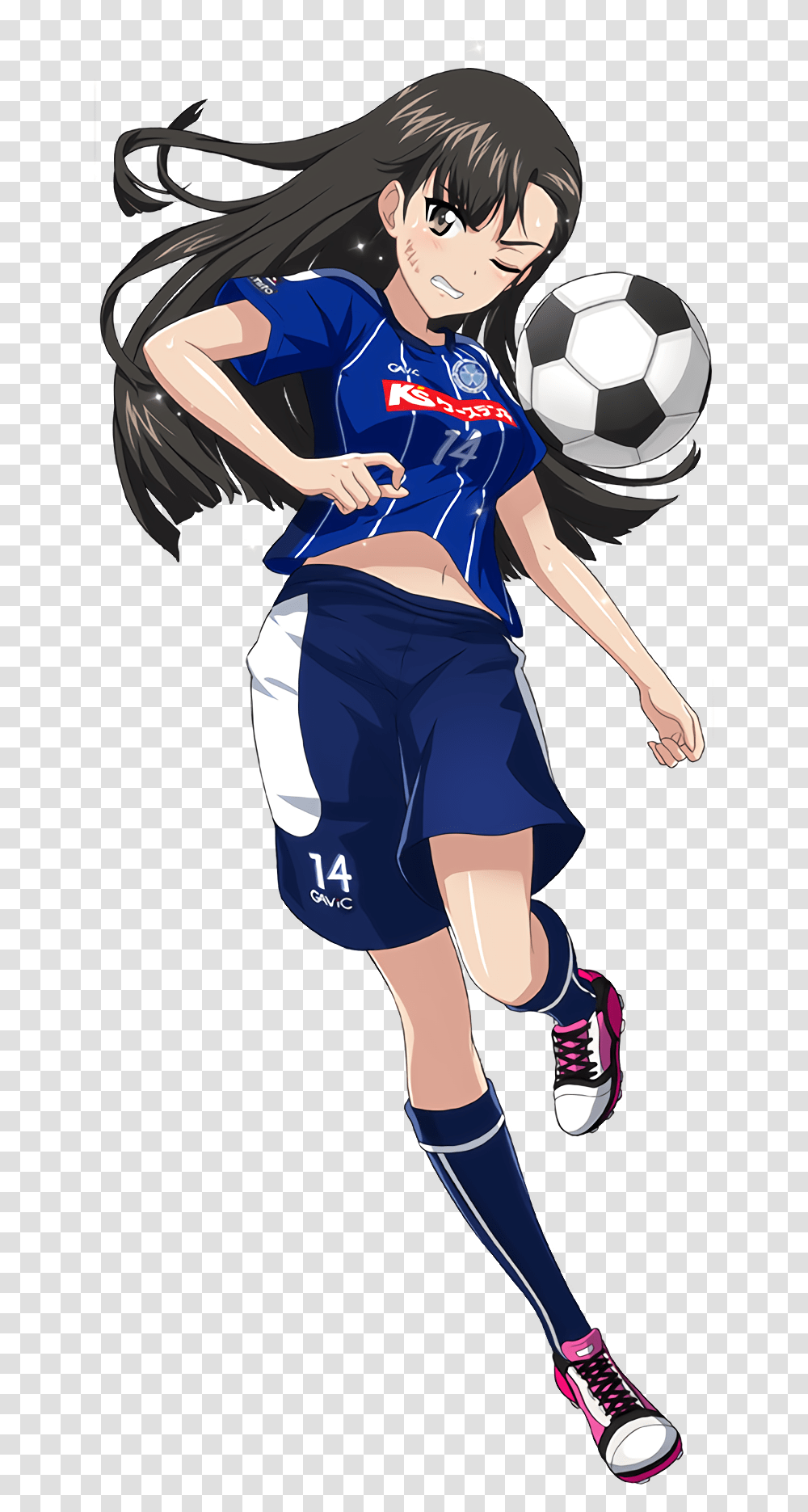 Anime Girl Playing Soccer Download Anime Girl Playing Soccer, Person, Shorts, Soccer Ball Transparent Png