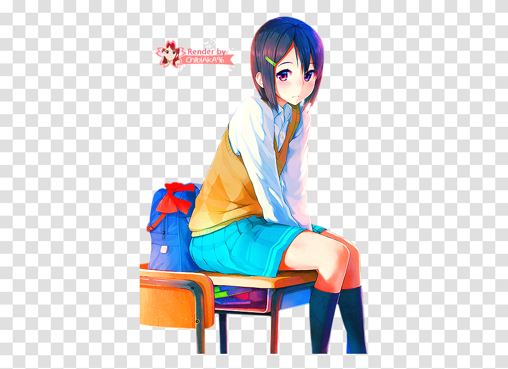 Anime Girl Render By Chibiaka96 Cute Anime School Girl Anime Girl School Render, Person, Human, Art, Clothing Transparent Png