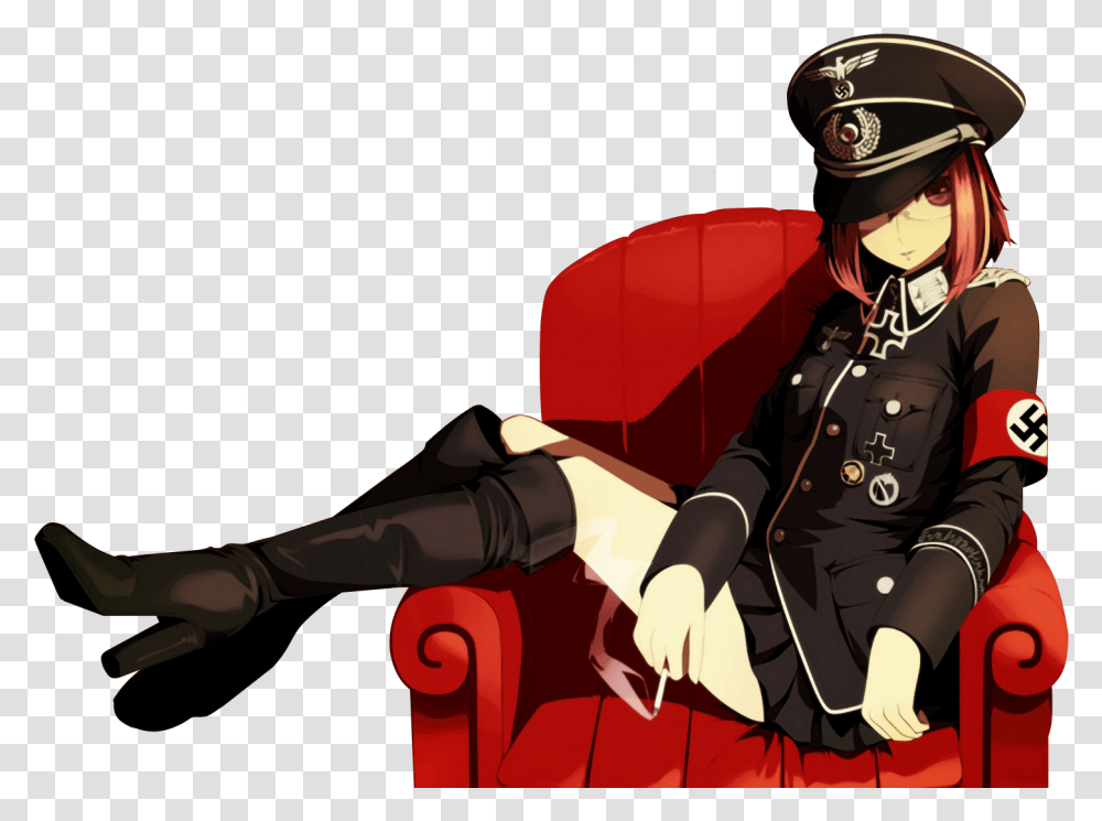 Anime Girl Sexy Nazi Anime Girl, Helmet, Clothing, Person, Officer Transparent Png