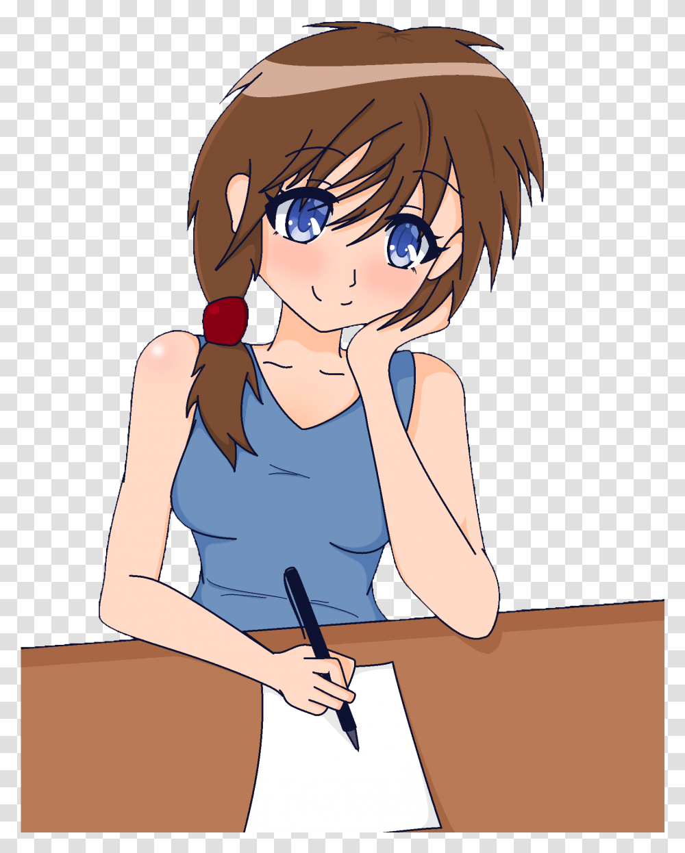 Anime Girl Sitting, Person, Human, Book, Female Transparent Png