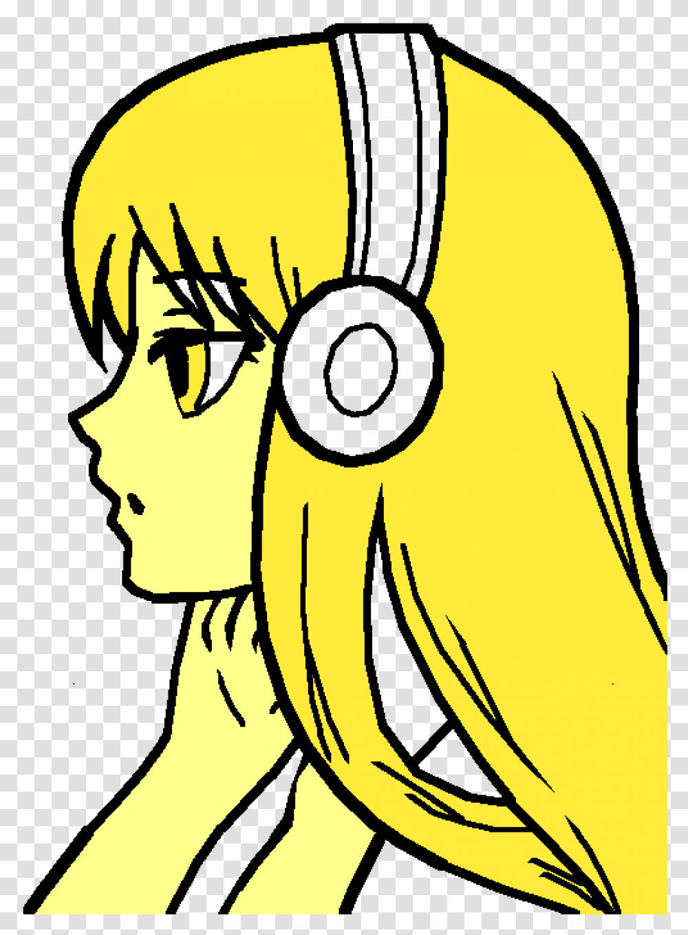 Anime Girl Small Drawing Clipart Download Anime Girl Not Colored, Electronics, Bird, Animal, Headphones Transparent Png
