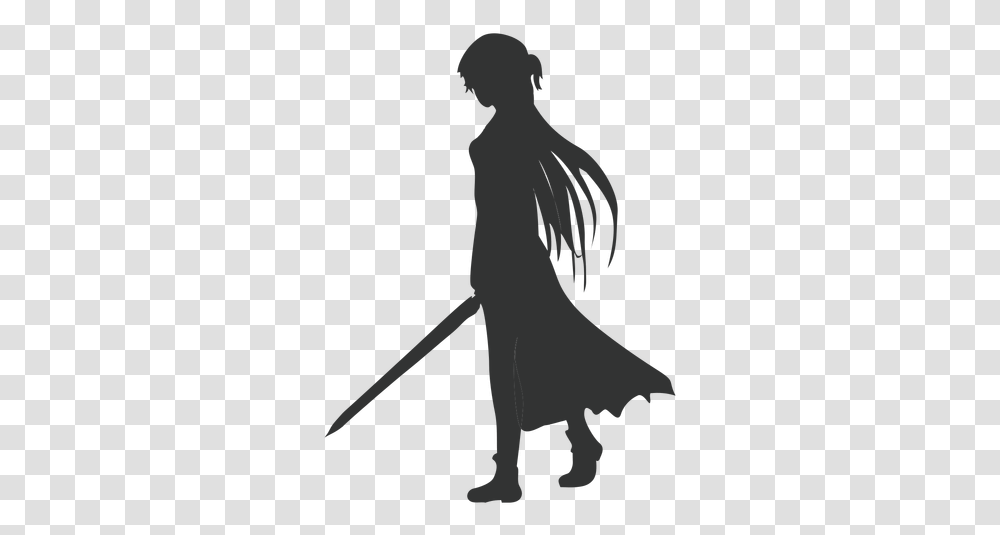 Anime Girl Sword Cloak Silhouette & Svg Anime Girl Silhouette, Ninja, Photography, Knight, Samurai Transparent Png