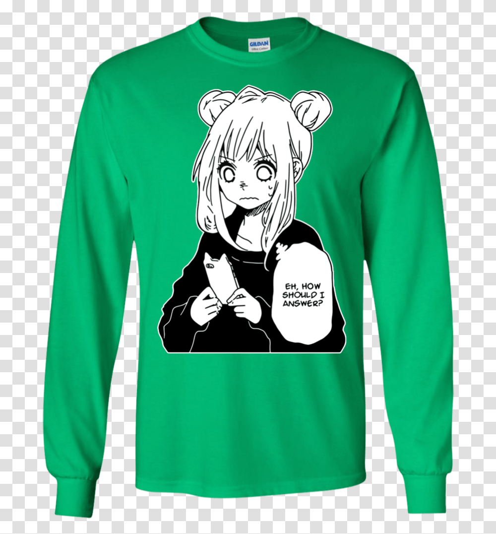 Anime Girl Texting Hot Fashion Ls T Anime Girl Shirt, Sleeve, Clothing, Apparel, Long Sleeve Transparent Png