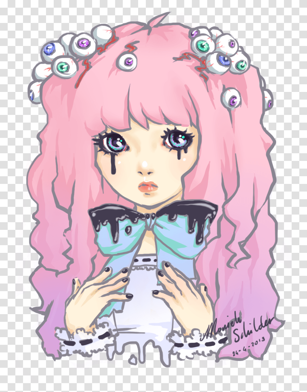 Anime Girl Tumblr Pastel Goth Girl, Person, Human, Drawing Transparent Png