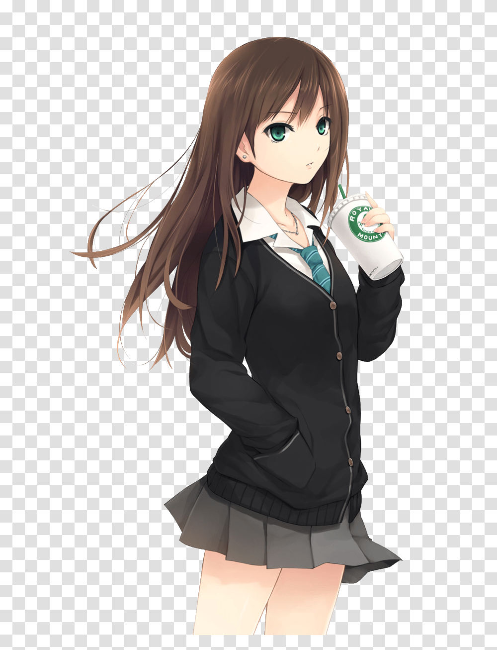 Anime Girl With Brown Hair 2 Brown Hair Female Anime Characters, Sleeve, Clothing, Apparel, Long Sleeve Transparent Png
