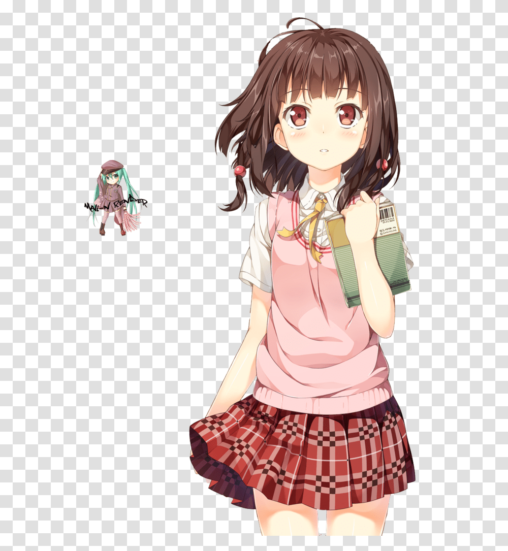 Anime Girl With Brown Hair Drawing Anime Girl Student Anime Student Girl Drawing, Skirt, Clothing, Apparel, Comics Transparent Png