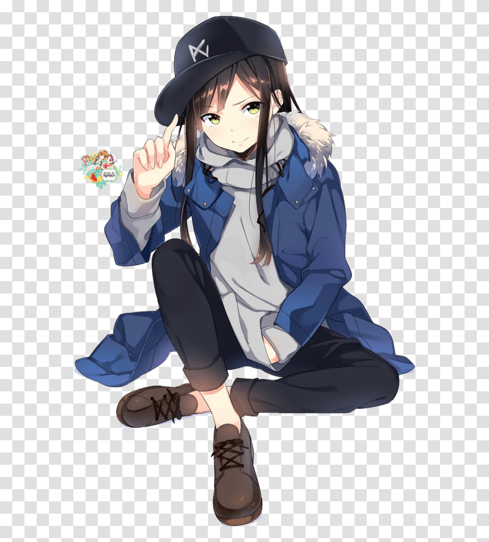 Anime Girl With Cap, Helmet, Apparel, Person Transparent Png
