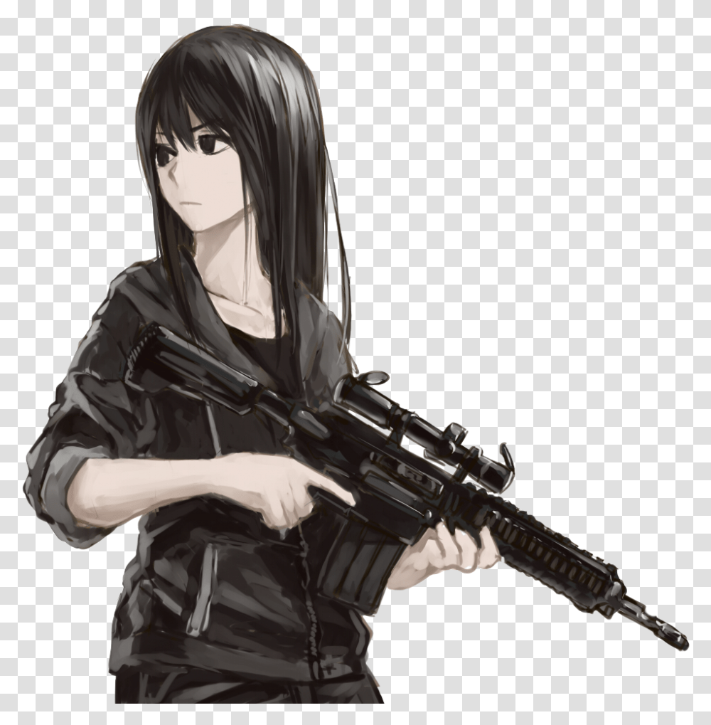 Anime Girl With Gun Buttstallion Anime Guns Anime Girl With Gun, Weapon, Weaponry, Person, Human Transparent Png