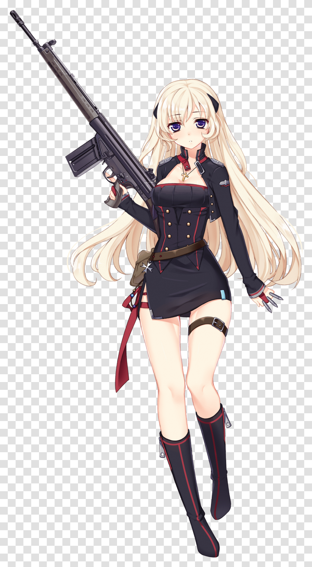 Anime Girl With Gun Cosplay Costume For Girls, Manga, Comics, Book, Person Transparent Png