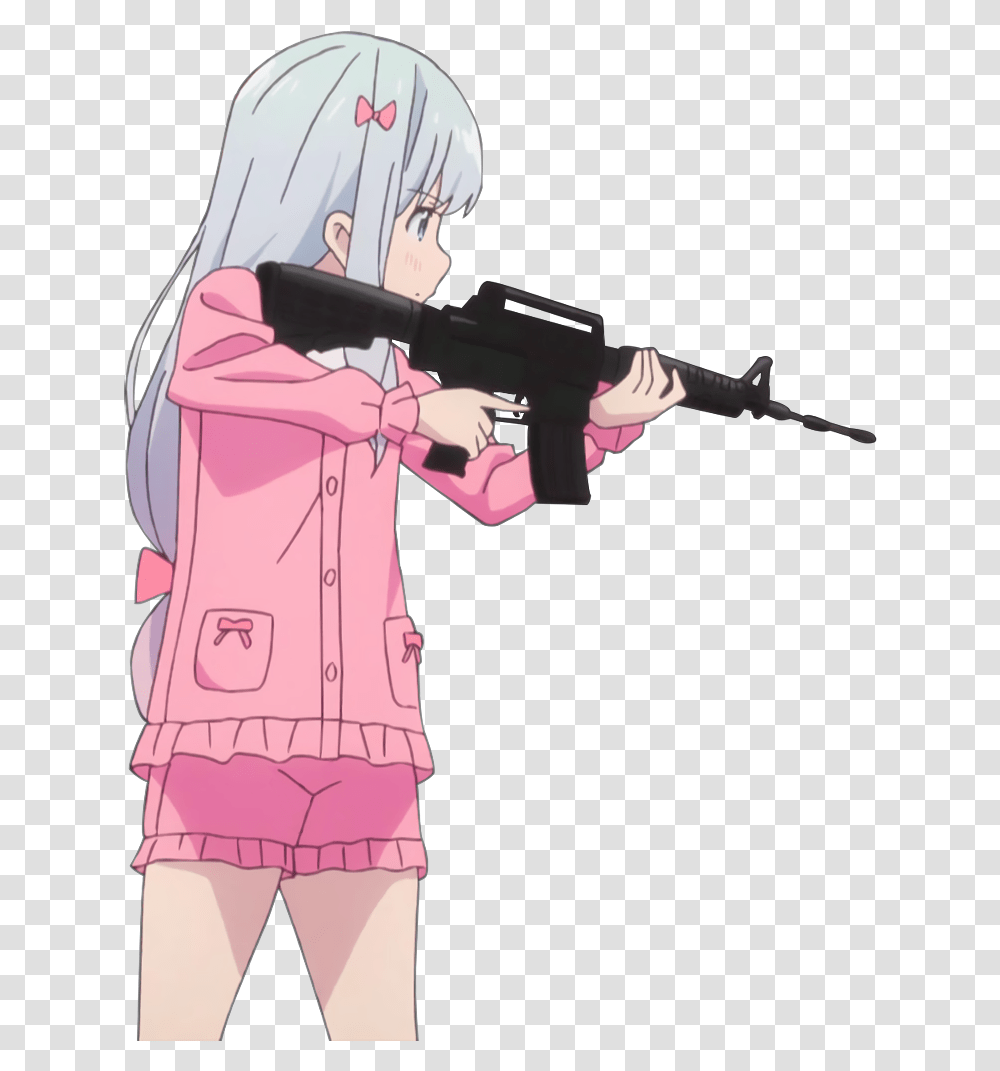 Anime Girl With Gun Meme, Weapon, Weaponry, Apparel Transparent Png