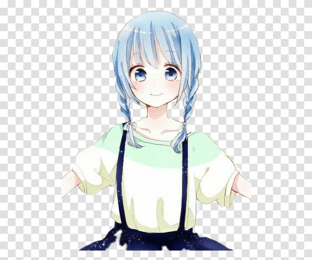 Anime Girl With Pigtails Download Anime Girl Blue Cute Blue Haired Anime Girl, Costume, Comics, Book, Manga Transparent Png