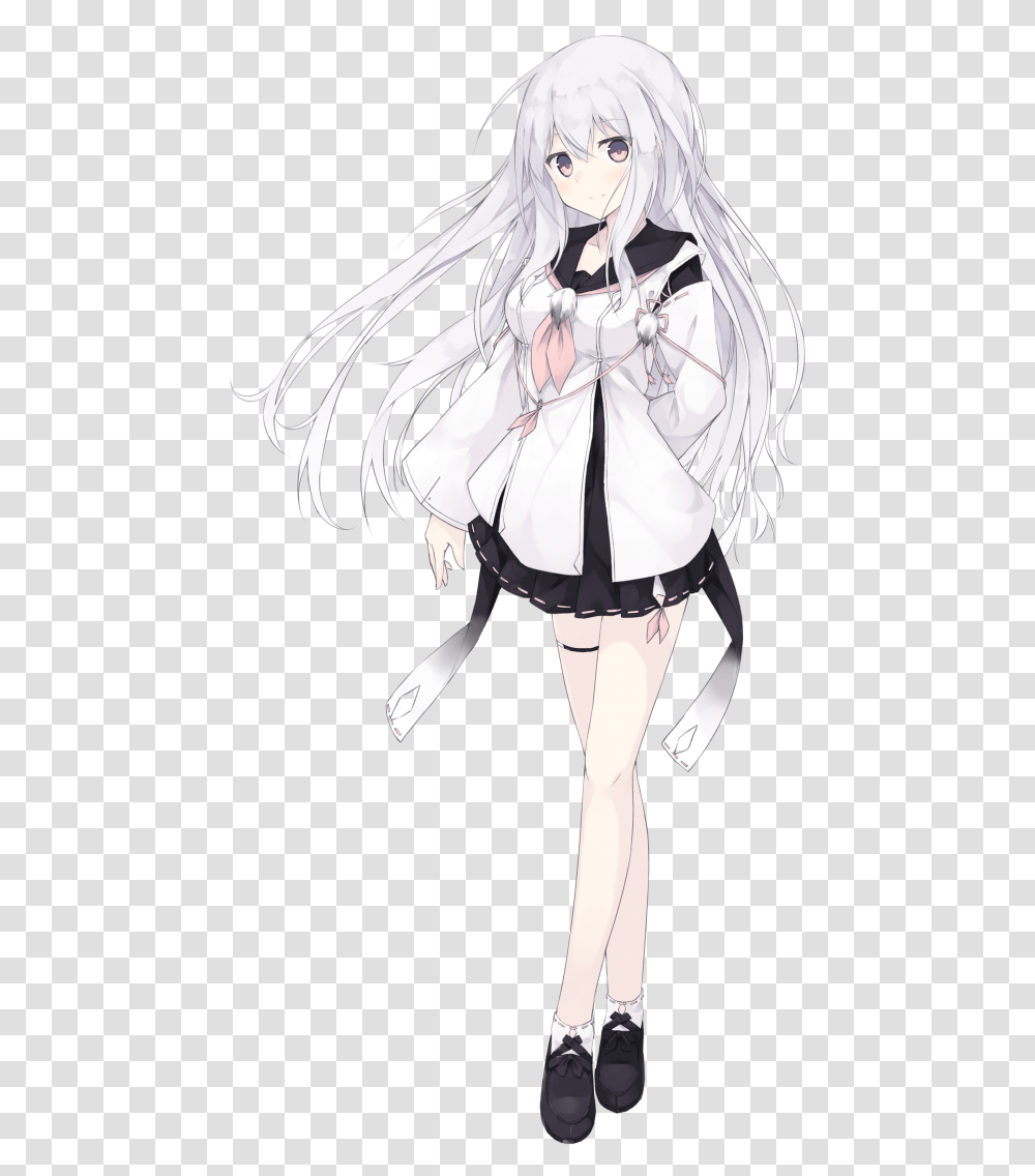 Anime Girl With Silver Hair And Green Eyes Full Body Anime Girl Standing, Manga, Comics, Book, Person Transparent Png