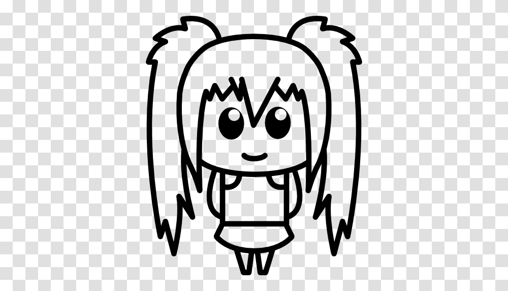 Anime Girl With Two Pony Tails Icon Free Of Anime Characters, Gray, World Of Warcraft Transparent Png
