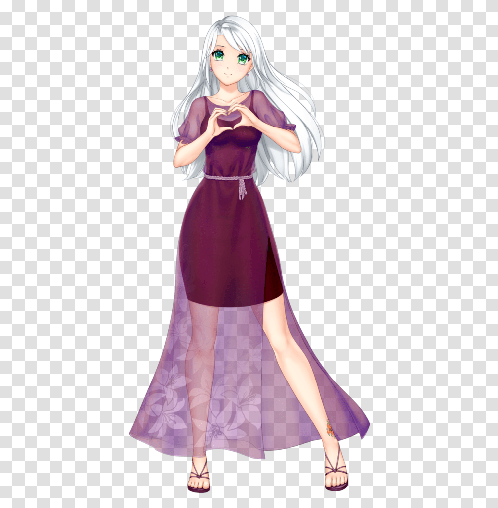 Anime Girl With White Hair And Green Eyes, Doll, Dress, Costume Transparent Png