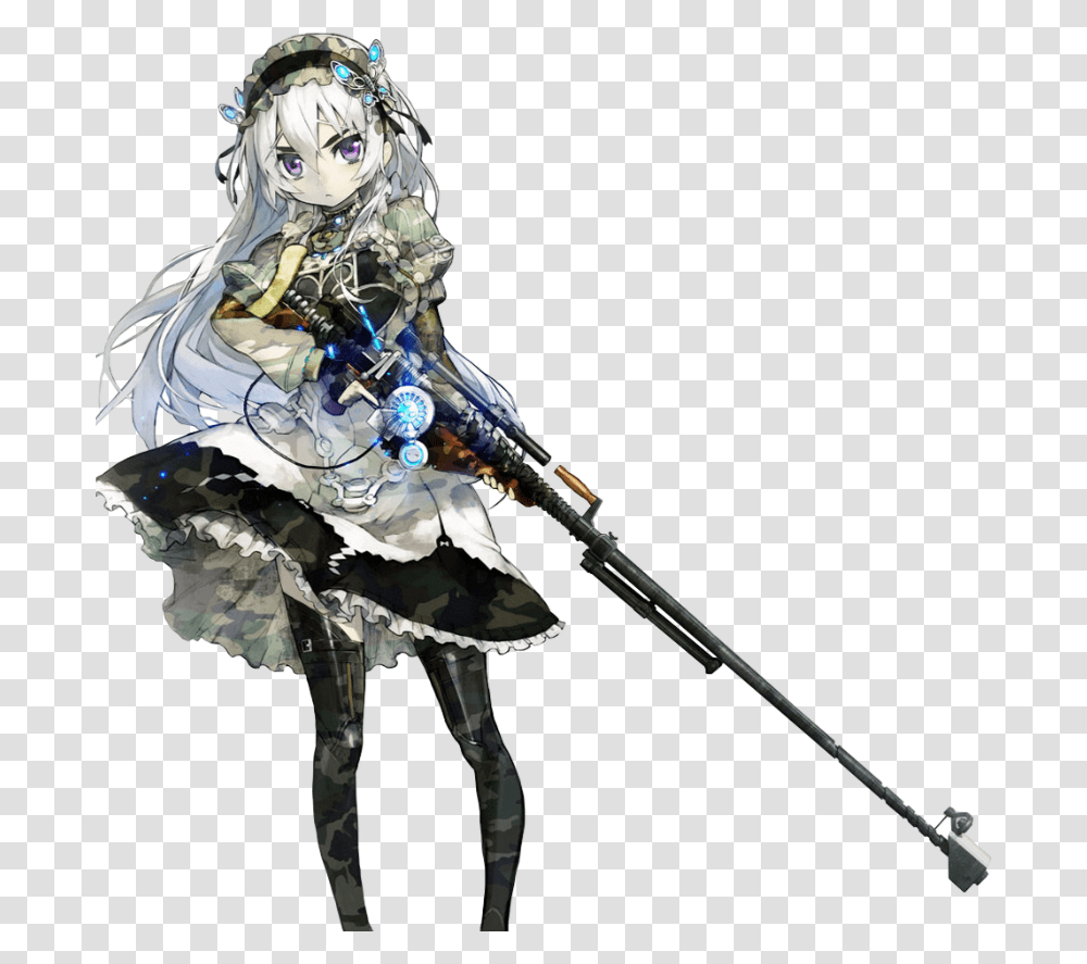 Anime Girl With White Hair And Sniper, Bow, Person, Human, Duel Transparent Png