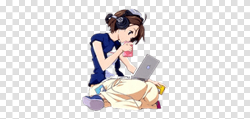Anime Girlnobackground Roblox Anime Girl On Laptop, Person, Electronics, Pc, Computer Transparent Png