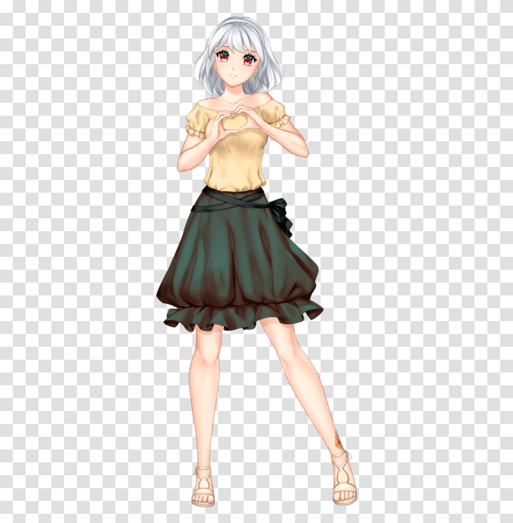 Anime Girls With White Hair And Black Eyes, Skirt, Doll, Toy Transparent Png
