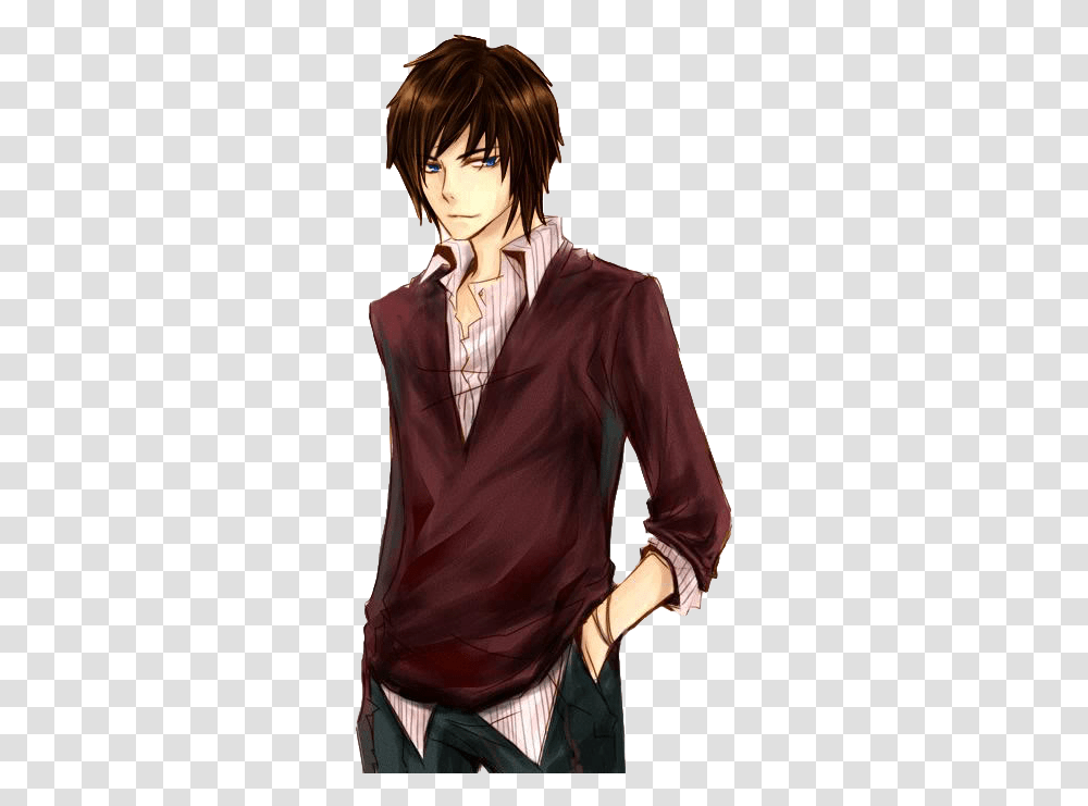 Anime Guy Clipart Brown Hair Anime Male, Clothing, Sleeve, Blouse, Person Transparent Png