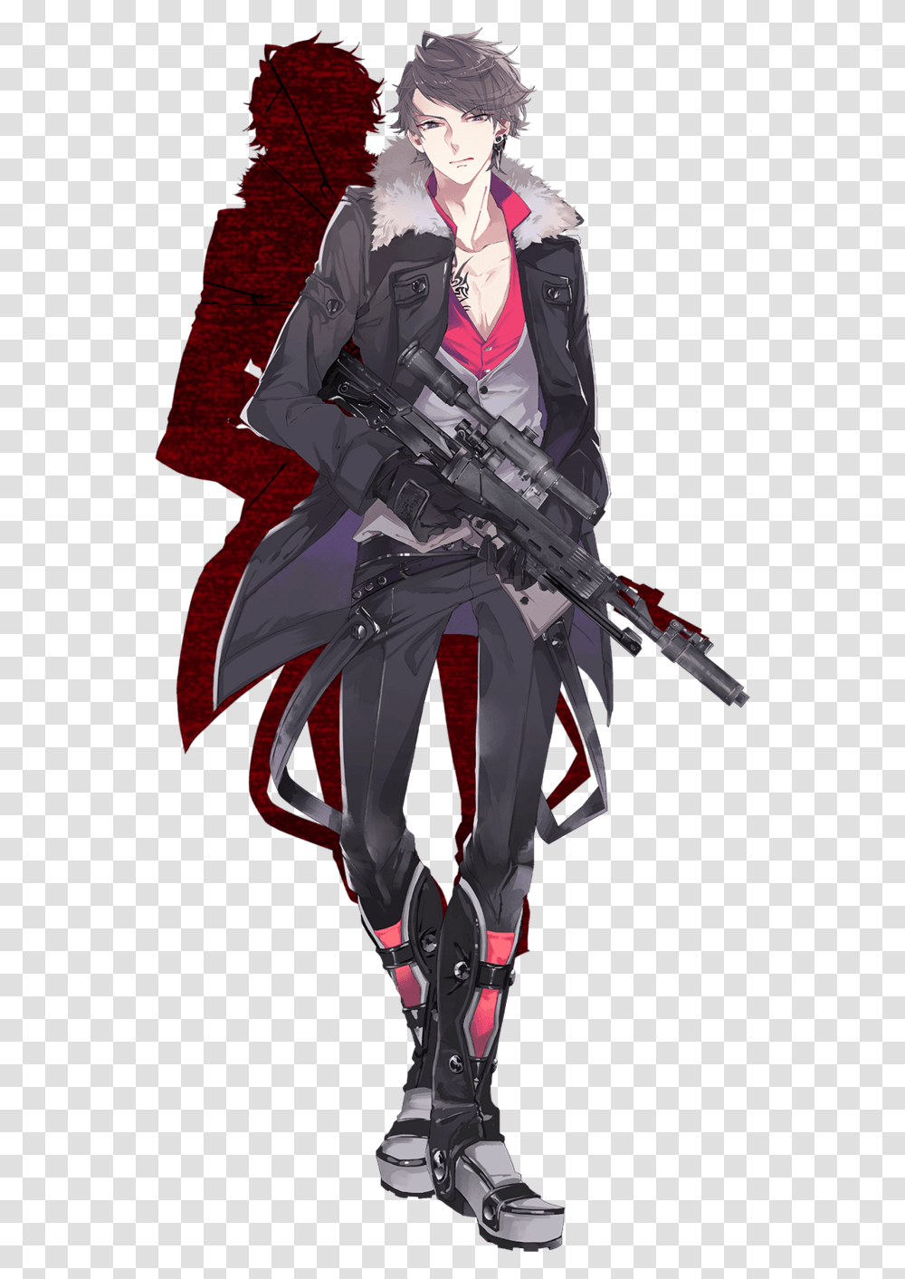 Anime Guy Holding A Gun Anime Boy With Rifle, Person, Ninja, Suit Transparent Png