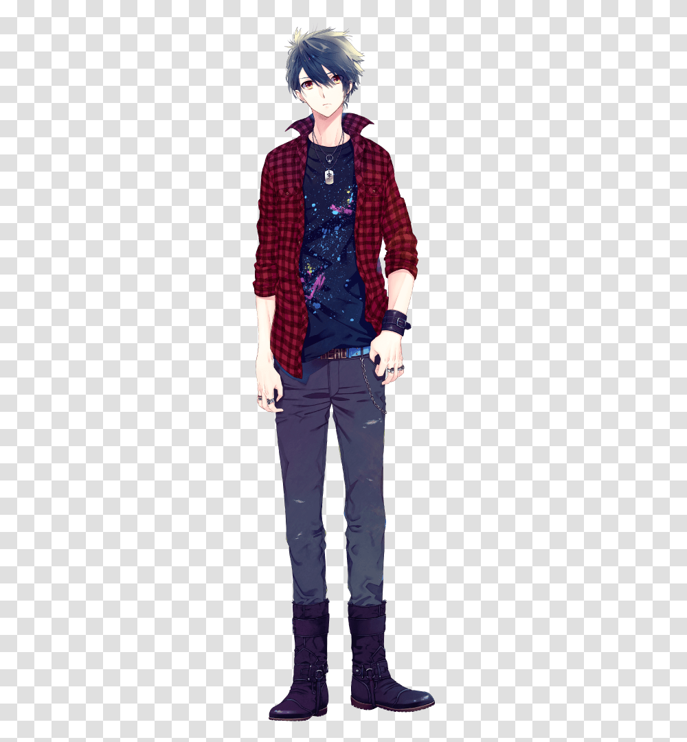 Anime Guy With Black Hair Full Body, Person, Pants, Hand Transparent Png