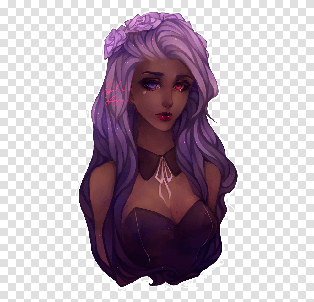 Anime Image Beautiful Anime Girl Purple, Person, Floral Design Transparent Png