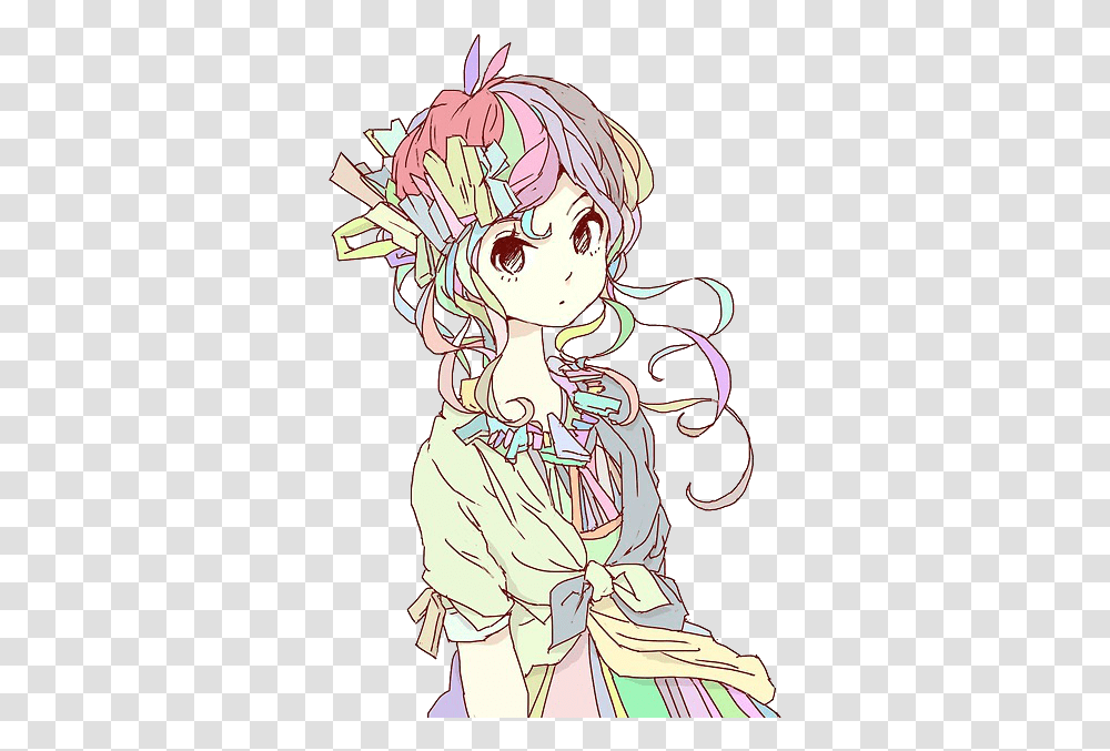 Anime Kawaii Anime Girl Mytrans Anime Anime Anime Girl Rainbow Hair, Comics, Book, Manga, Person Transparent Png