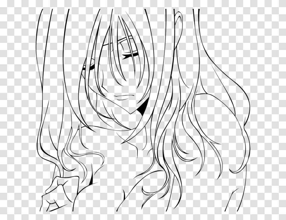 Anime Lineart Anime Girl Crying Coloring Page, Gray, World Of Warcraft, Halo Transparent Png